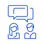 Two people talking, communication concept, man and woman speaking, tutoring and guidance, dialogue or negotiations, vector line illustration